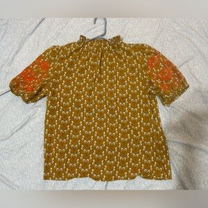 Charming Kids Mustard Blouse with Floral Design